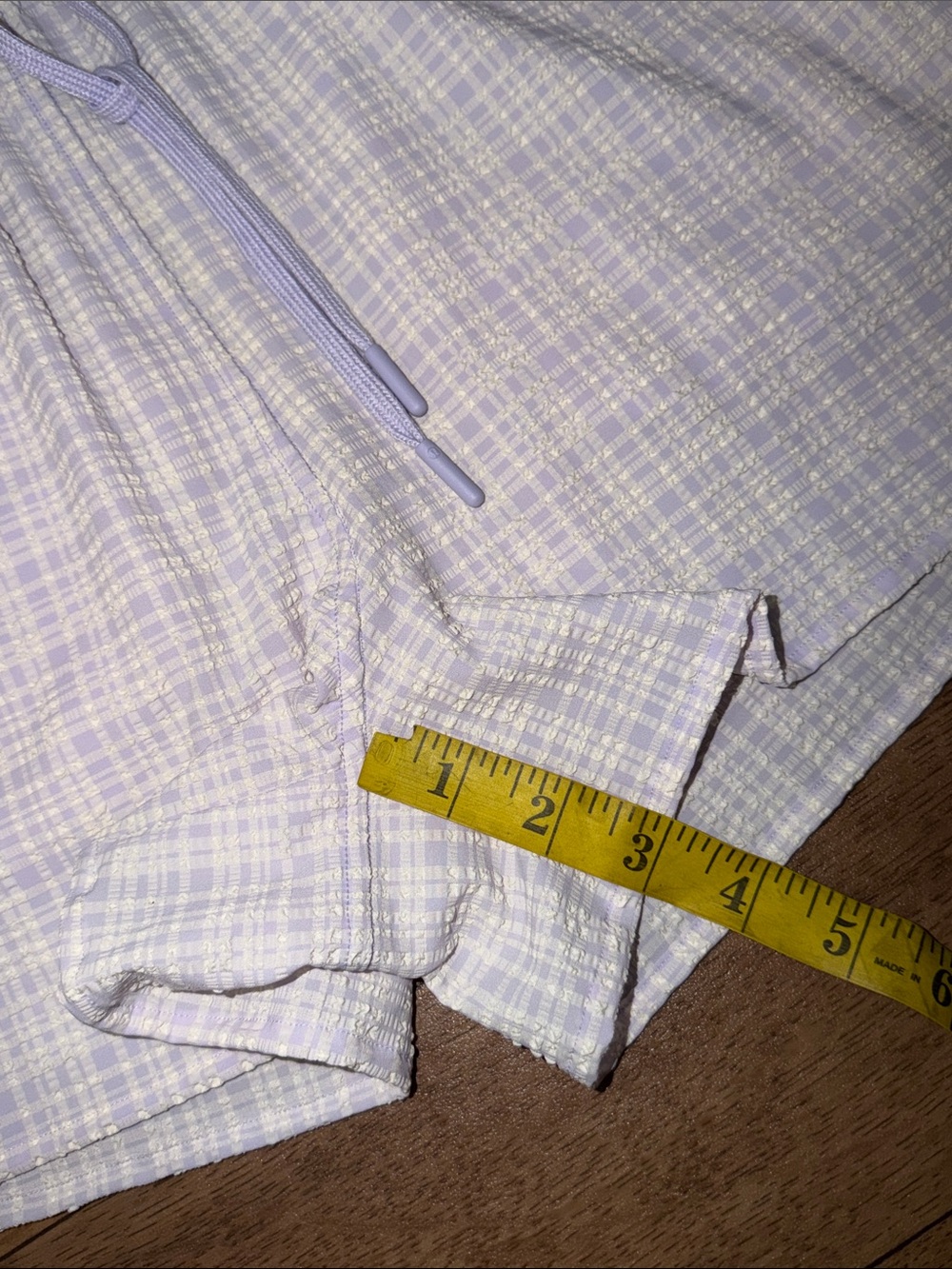 Lululemon Size XS Seersucker Check Pull-On Short 3" Butter Cream Lavender Dainty - Picture 12 of 14